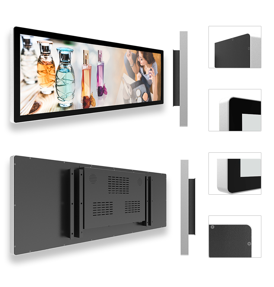 Shelf edge LCD display structure disassembly diagram