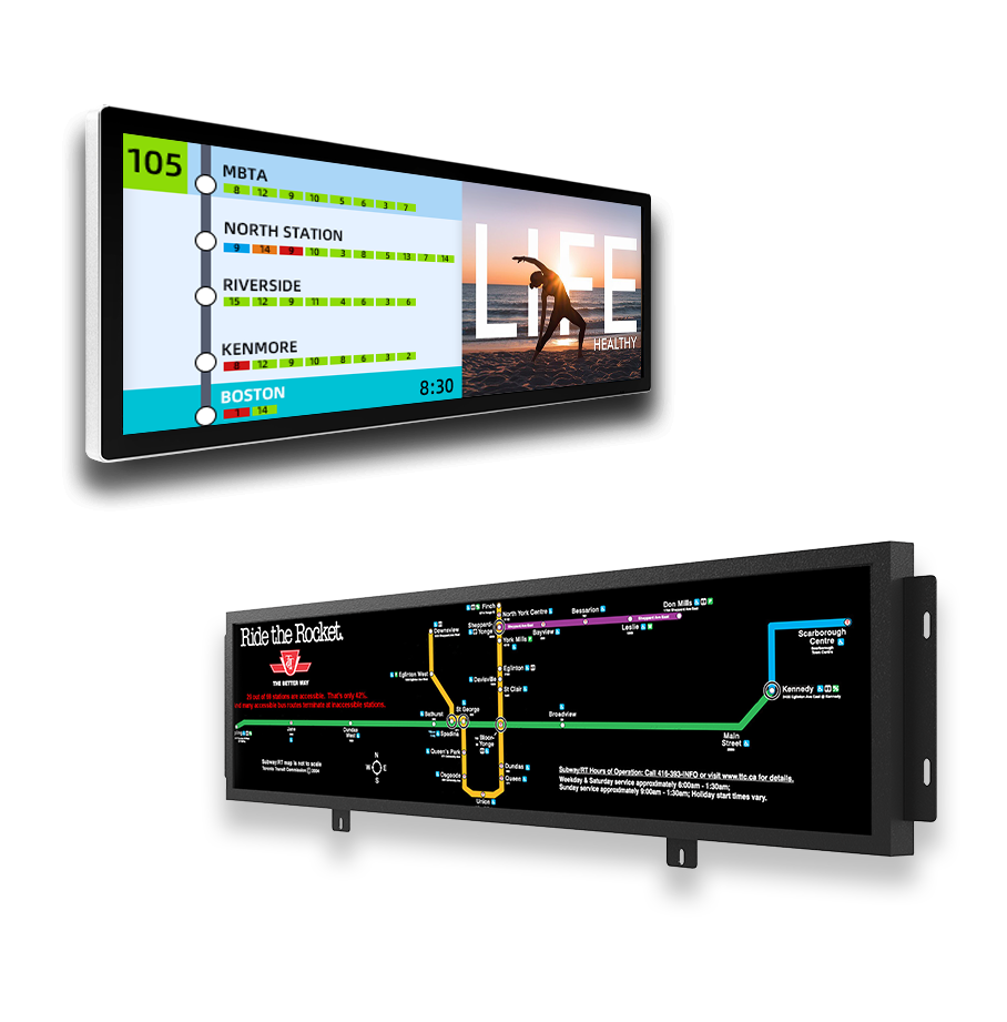 Ultra wide LCD stretched displays front view