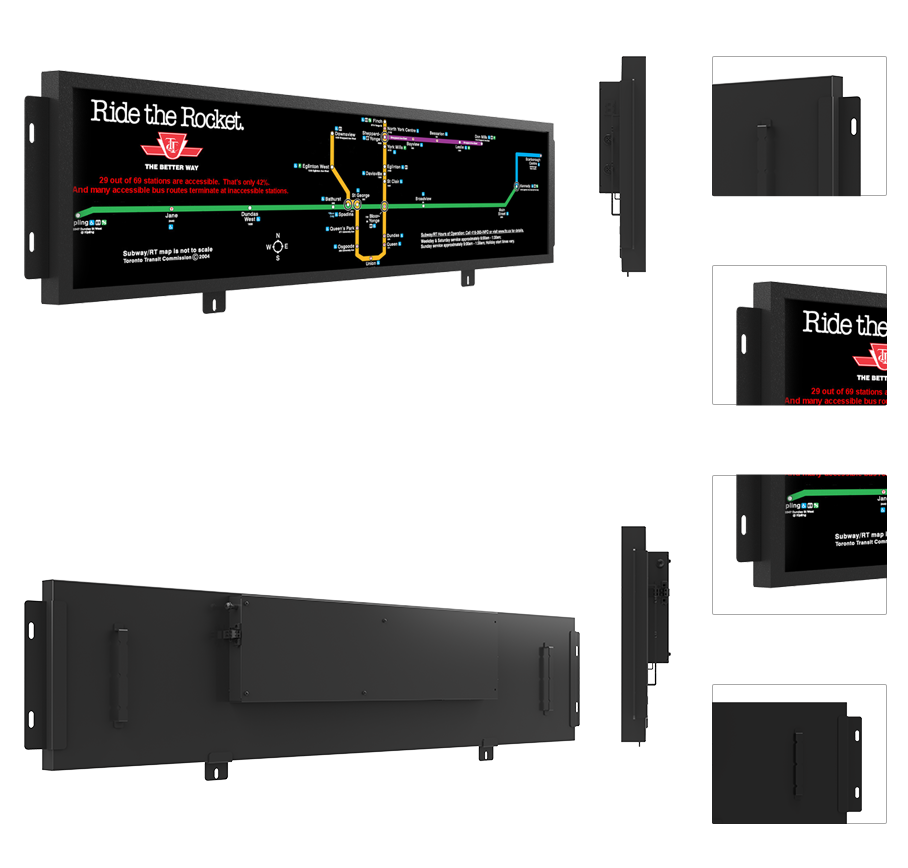 ultra wide LCD stretched displays back view