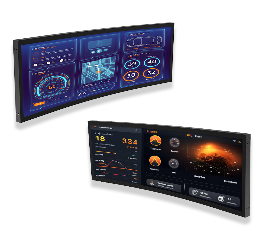 Front view of the Curved LCD Display acting as a car recorder