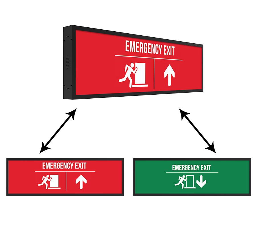 The two screens of Double-Sided LCD Digital Signage Display can show different contents