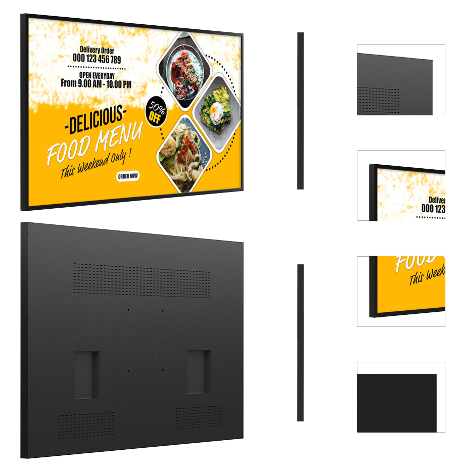 Detail of the wall mounted digital signage