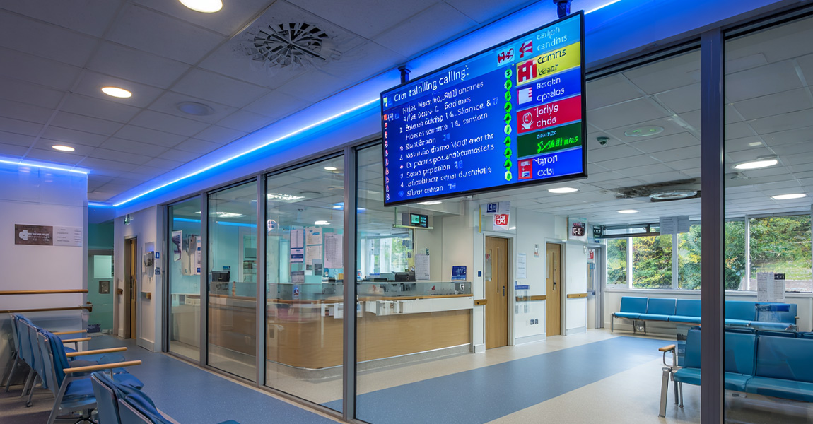 Use a hanging full-screen display to display the number calling status in the hospital