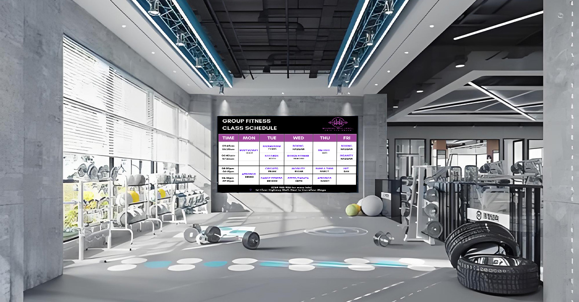 Large-size wall-mounted digital signage for course promotion