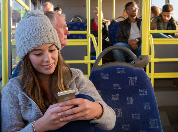 Passengers are riding on the bus