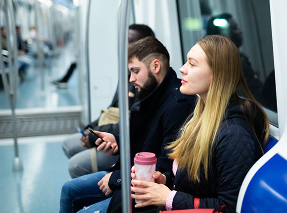 Passengers are traveling by subway
