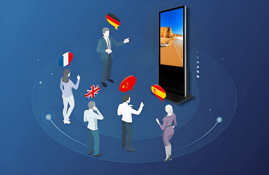 Stand-up digital signage supports multi-language display