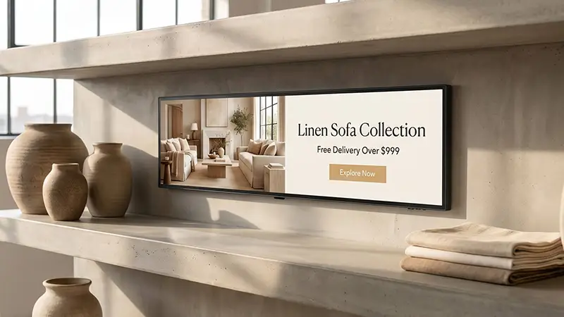 In high-end stores, shelf-edge LCD displays are more effective at showcasing brand image.